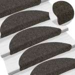 vidaXL Covorașe pentru scări autoadezive, 10 buc., 56x17x3 cm, antracit, semirotunde vidaXL Covorașe pentru scări autoadezive, 10 buc., 56x17x3 cm, antracit, semirotunde