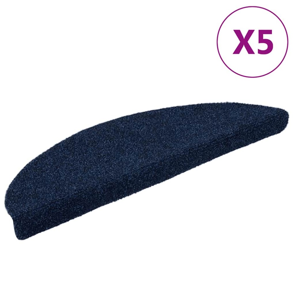 vidaXL Covorașe autoadezive pentru scări, 5 buc., 56x17x3 cm, semirotunde, bleumarin