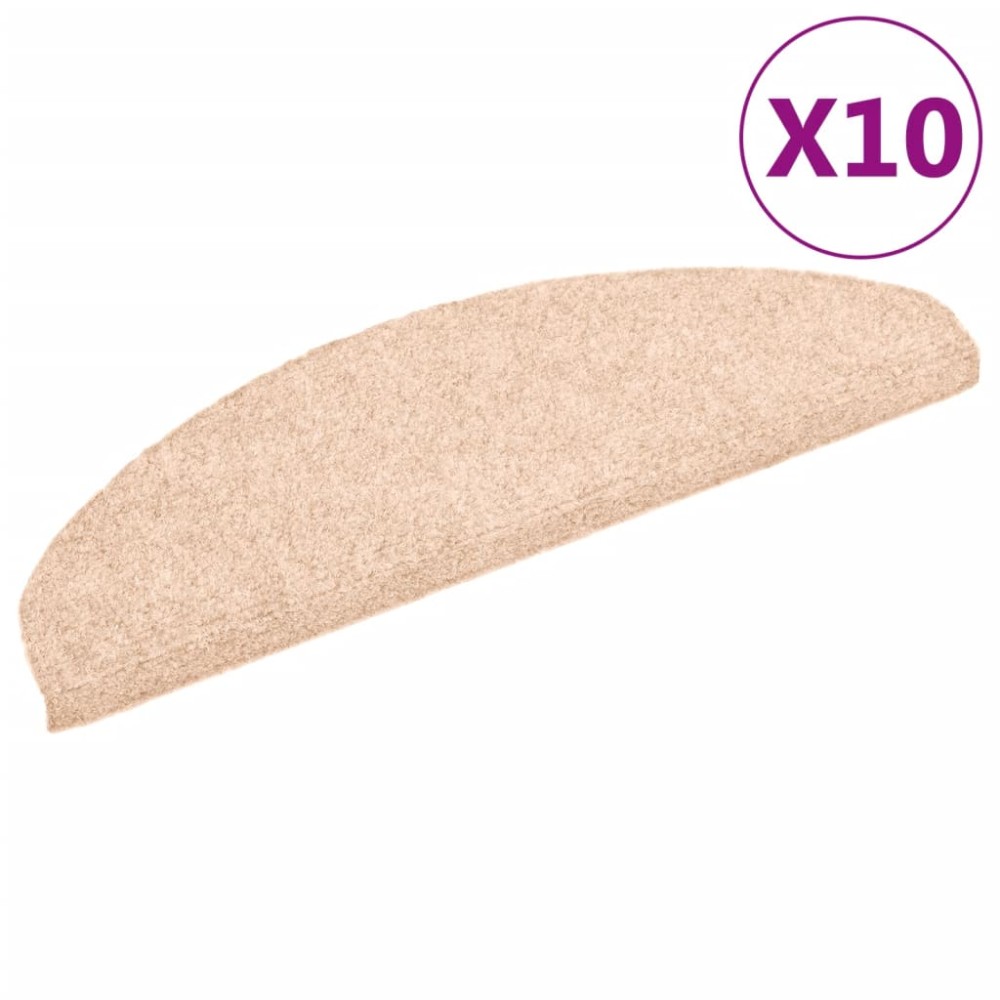vidaXL Covorașe autoadezive pentru scări, 10 buc., 65x21x4 cm, crem, semirotunde, mari