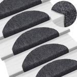 vidaXL Covorașe pentru scări autoadezive, 5 buc., 65x21x4 cm, gri închis, semirotunde, mari