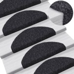 vidaXL Covorașe autoadezive pentru scări, 5 buc., 65x21x4 cm, negru, semirotunde, mari vidaXL Covorașe autoadezive pentru scări, 5 buc., 65x21x4 cm, negru, semirotunde, mari