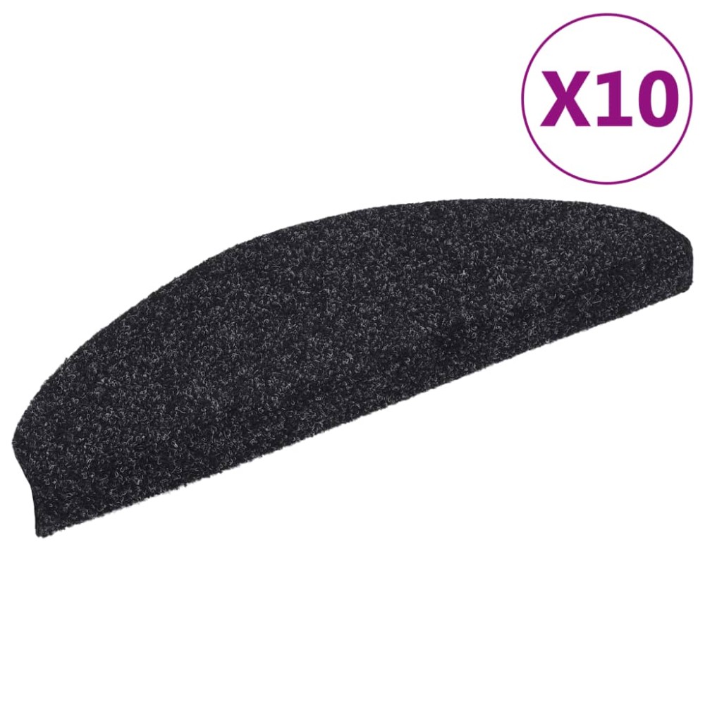 vidaXL Covorașe autoadezive pentru scări, 10 buc., 65x21x4 cm, negru, semirotunde, mari