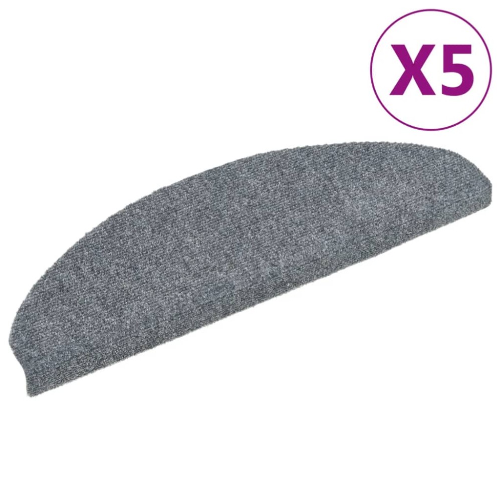 vidaXL Covorașe pentru scări autoadezive, 5 buc., 65x21x4 cm, gri deschis, semirotunde, mari