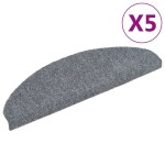 vidaXL Covorașe pentru scări autoadezive, 5 buc., 65x21x4 cm, gri deschis, semirotunde, mari