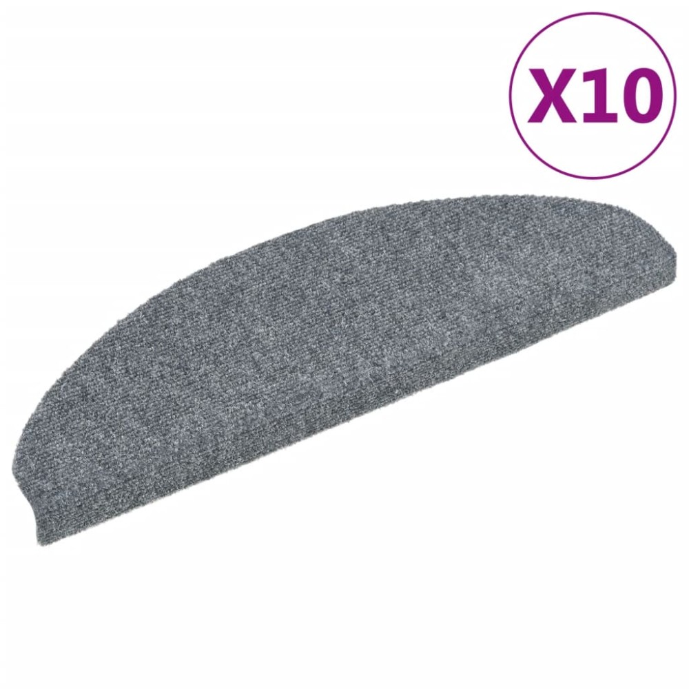 vidaXL Covorașe autoadezive pentru scări, 10 buc., 65x21x4 cm, gri deschis, semirotunde, mari