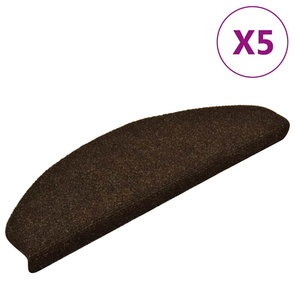 vidaXL Covorașe autoadezive pentru scări, 5 buc., 65x21x4 cm, maro, semirotunde, mari