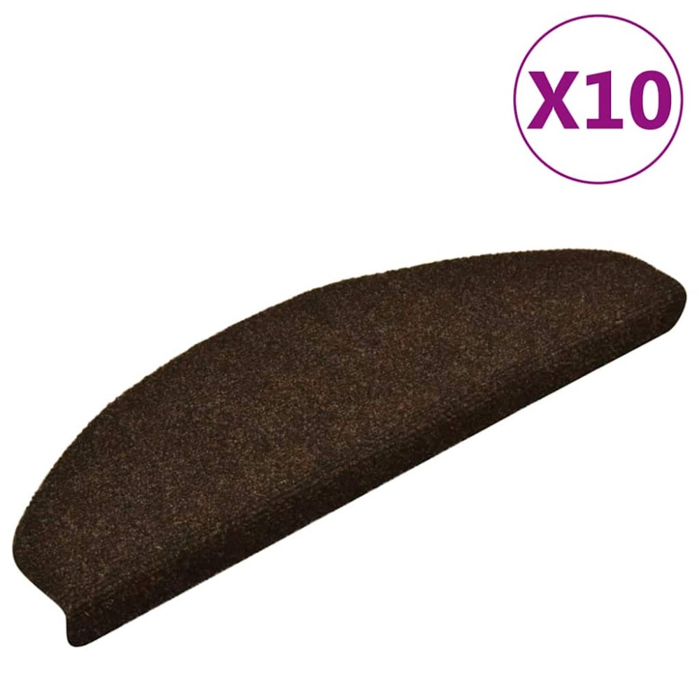 vidaXL Covorașe pentru scări autoadezive, 10 buc., 65x21x4 cm, maro, semirotunde, mari