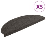vidaXL Covorașe pentru scări autoadezive, 5 buc., 65x21x4 cm, antracit, semirotunde, mari