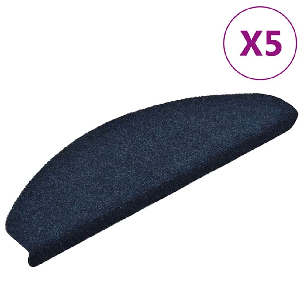 vidaXL Covorașe autoadezive pentru scări, 5 buc., 65x21x4 cm, bleumarin, semirotunde, mari