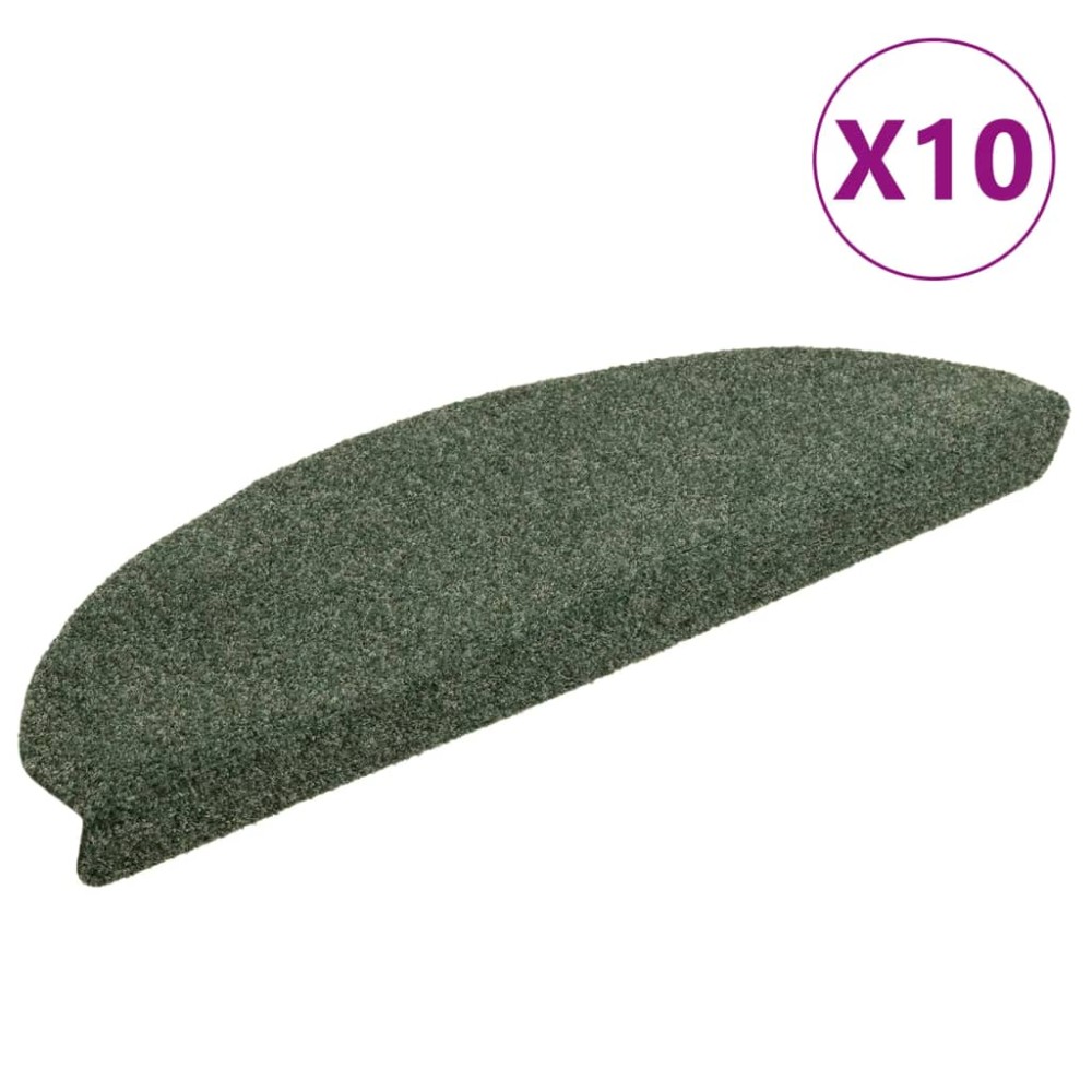 vidaXL Covorașe autoadezive pentru scări, 10 buc., 65x21x4 cm, verde, semirotunde, mari