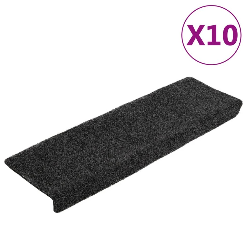 vidaXL Covorașe scări autoadezive, 10 buc., 65x21x4 cm, gri, cu margine dreptunghiulară
