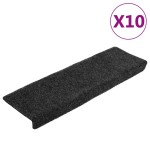 vidaXL Covorașe scări autoadezive, 10 buc., 65x21x4 cm, gri, cu margine dreptunghiulară