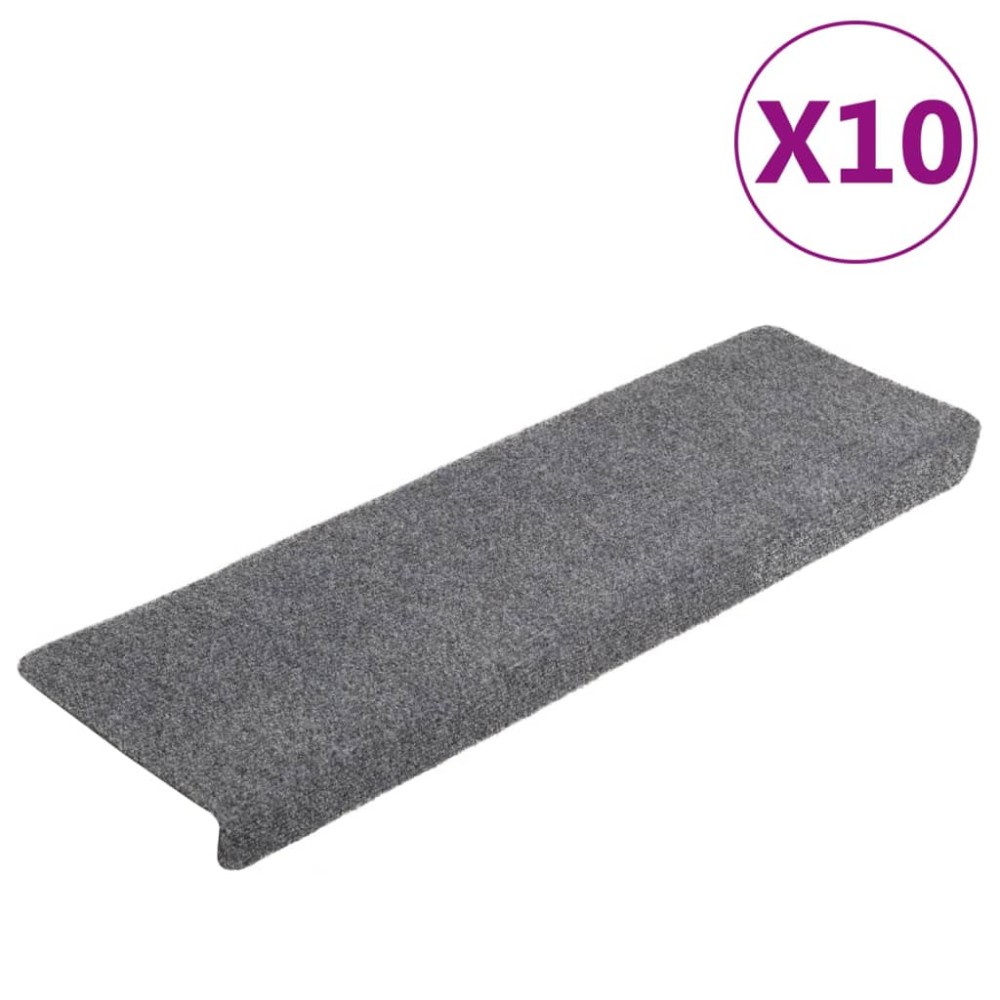 vidaXL Covorașe autoadezive pentru scări, 10 buc., 65x21x4 cm, gri deschis, cu margini dreptunghiulare