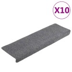 vidaXL Covorașe autoadezive pentru scări, 10 buc., 65x21x4 cm, gri deschis, cu margini dreptunghiulare vidaXL Covorașe autoadezive pentru scări, 10 buc., 65x21x4 cm, gri deschis, cu margini dreptunghiulare
