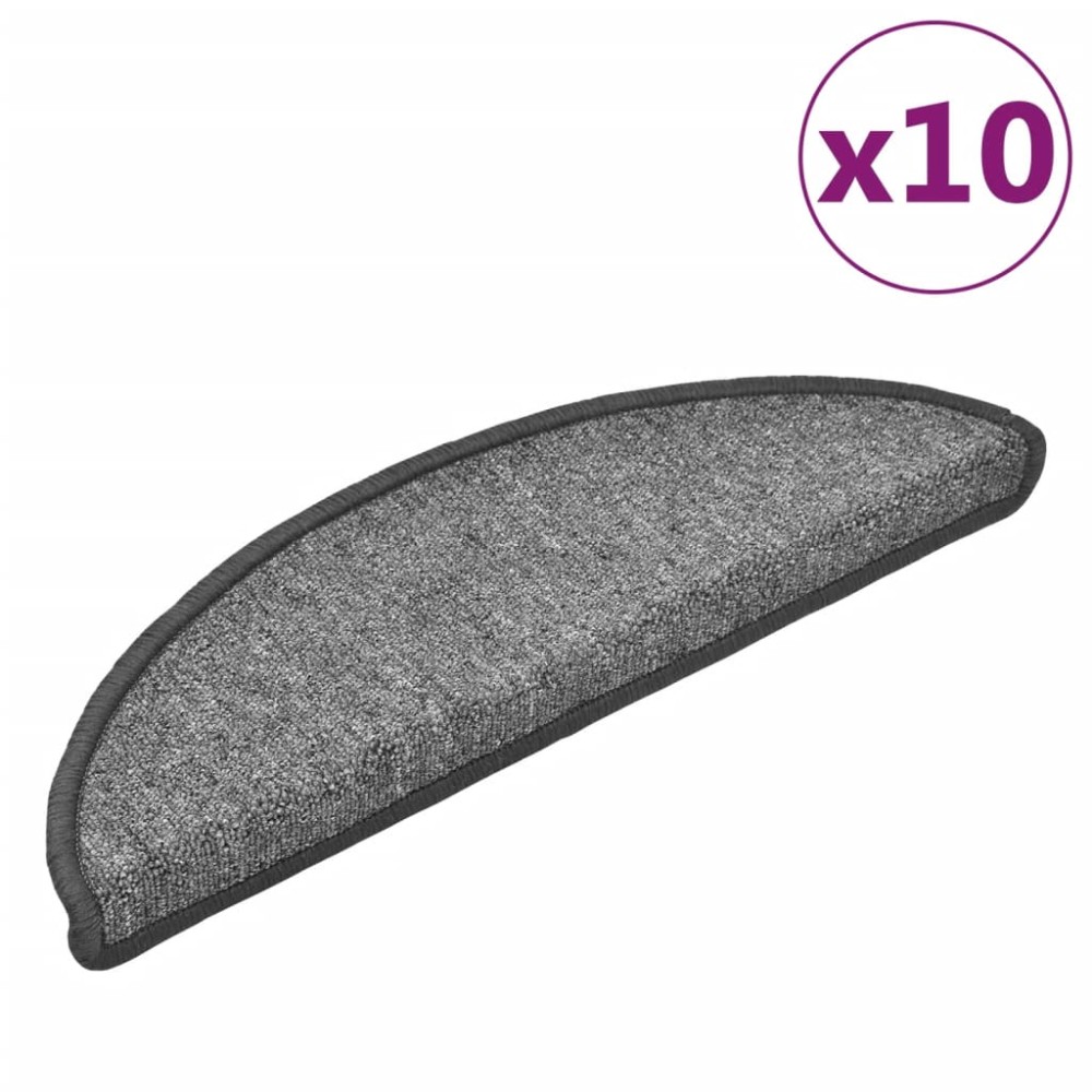 vidaXL Covorașe de scară, 10 buc., gri închis, 56x17x3 cm