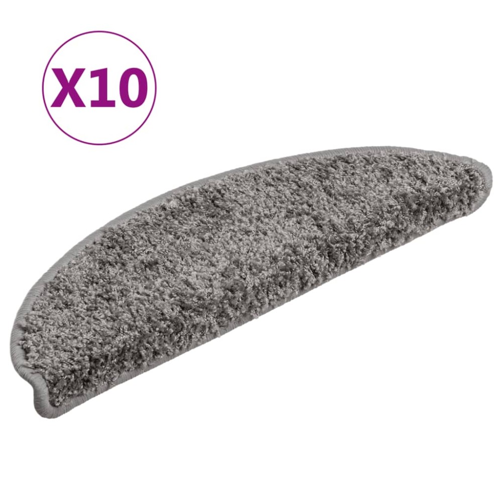 vidaXL Covorașe de scară, 10 buc.,gri, 56x17x3 cm