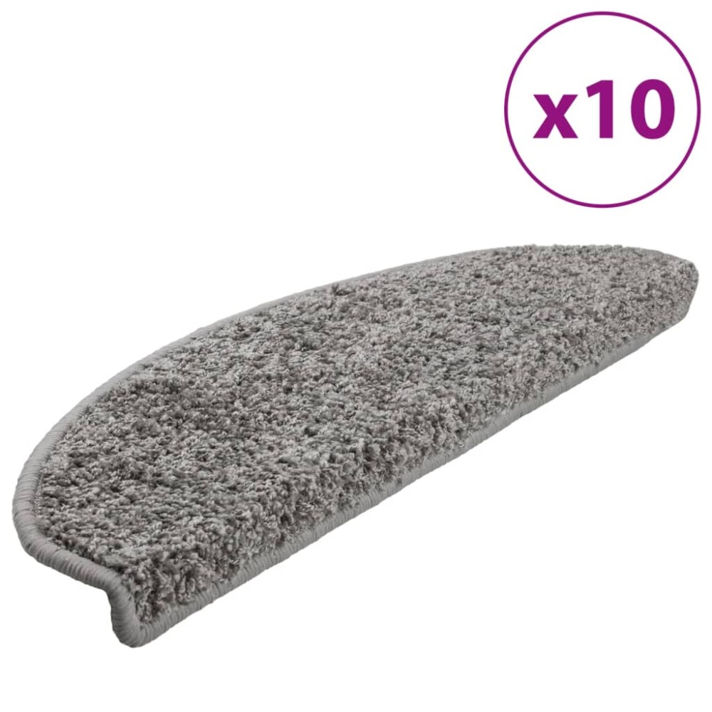 vidaXL Covorașe de scară, 10 buc.,gri, 65x21x4 cm