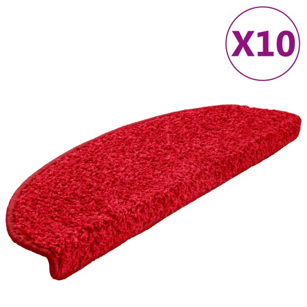 vidaXL Covorașe de scară, 10 buc.,roșu, 65x21x4 cm