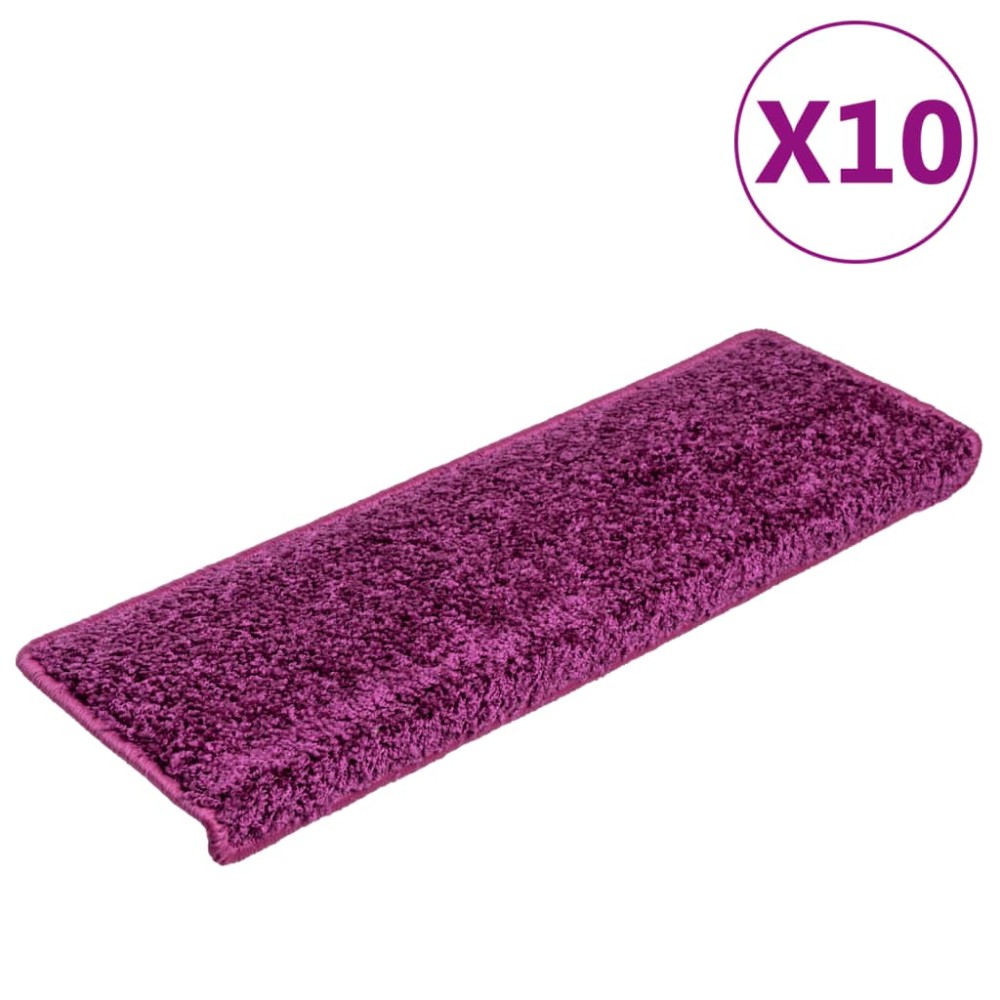 vidaXL Covorașe de scară, 10 buc., violet, 65x21x4 cm
