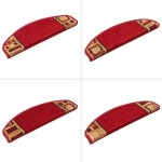 vidaXL Covorașe scări, 5 buc., roșu, 65x21x4 cm, autoadeziv