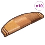 vidaXL Covorașe pentru scări autoadezive, 10 buc., maro, 65x21x4 cm vidaXL Covorașe pentru scări autoadezive, 10 buc., maro, 65x21x4 cm