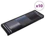 vidaXL Covorașe de scări autoadezive, 10 buc., negru și gri, 65x21x4cm
