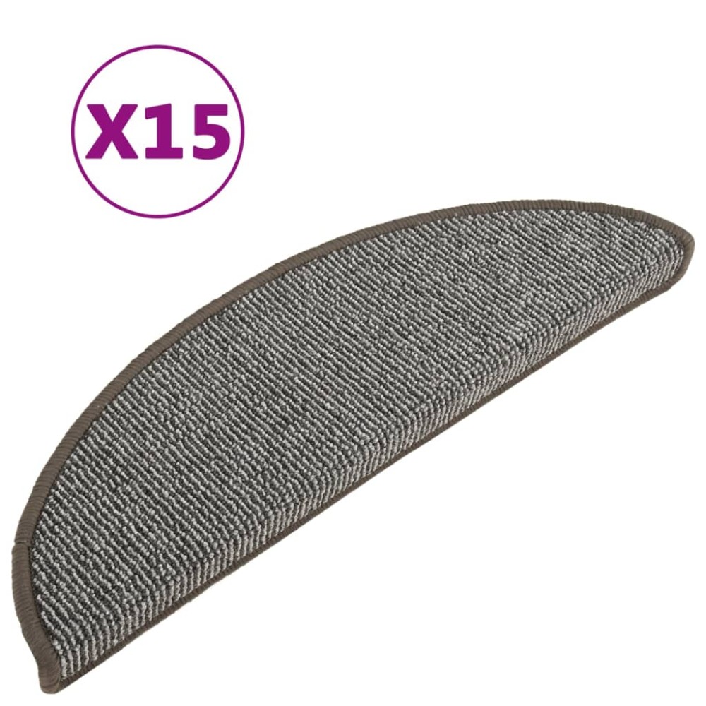 vidaXL Covorașe pentru trepte scară, 15 buc., gri, 56x17x3 cm