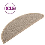 vidaXL Covorașe pentru scări, 15 buc., 56x17x3 cm, maro, semirotunde