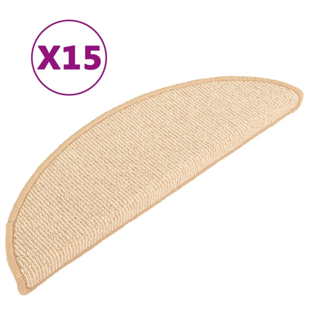 vidaXL Covorașe pentru trepte scară, 15 buc., crem, 56x17x3 cm