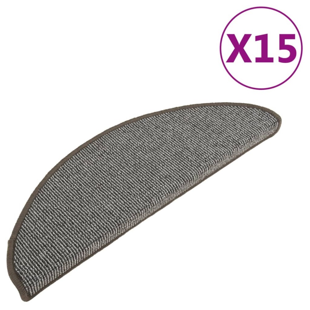 vidaXL Covorașe pentru trepte scară, 15 buc., gri, 65x21x4 cm