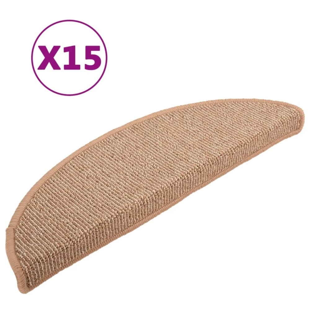 vidaXL Covorașe pentru trepte scară, 15 buc., maro deschis, 65x21x4 cm