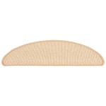 vidaXL Covorașe pentru scări, 15 buc., 65x21x4 cm, crem, semirotunde, mari