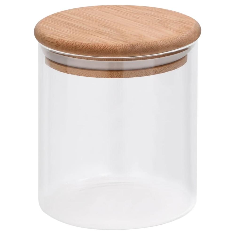 vidaXL Borcane din sticlă depozitare, capac de bambus, 6 buc., 600 ml