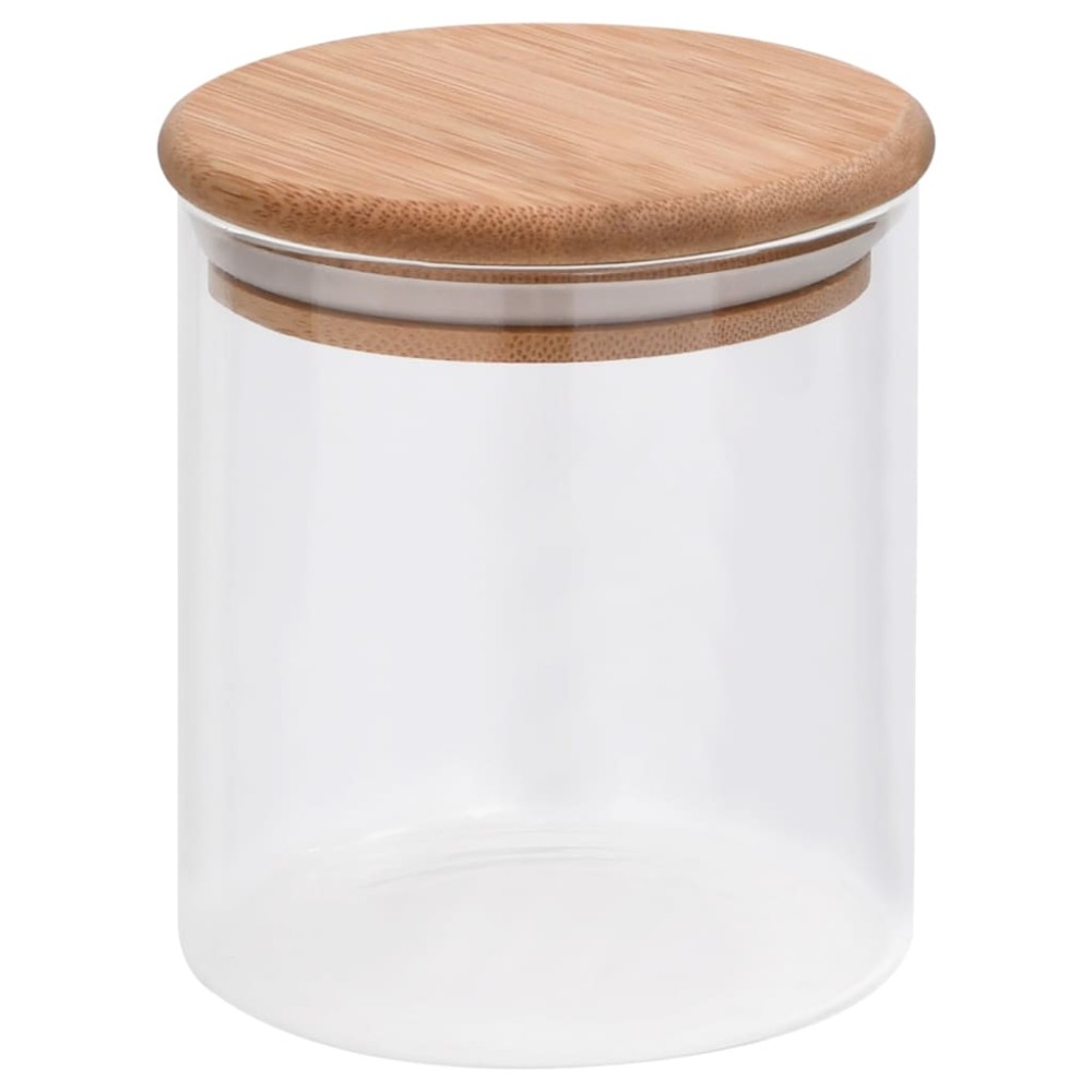 vidaXL Borcane din sticlă depozitare, capac de bambus, 10 buc., 600 ml