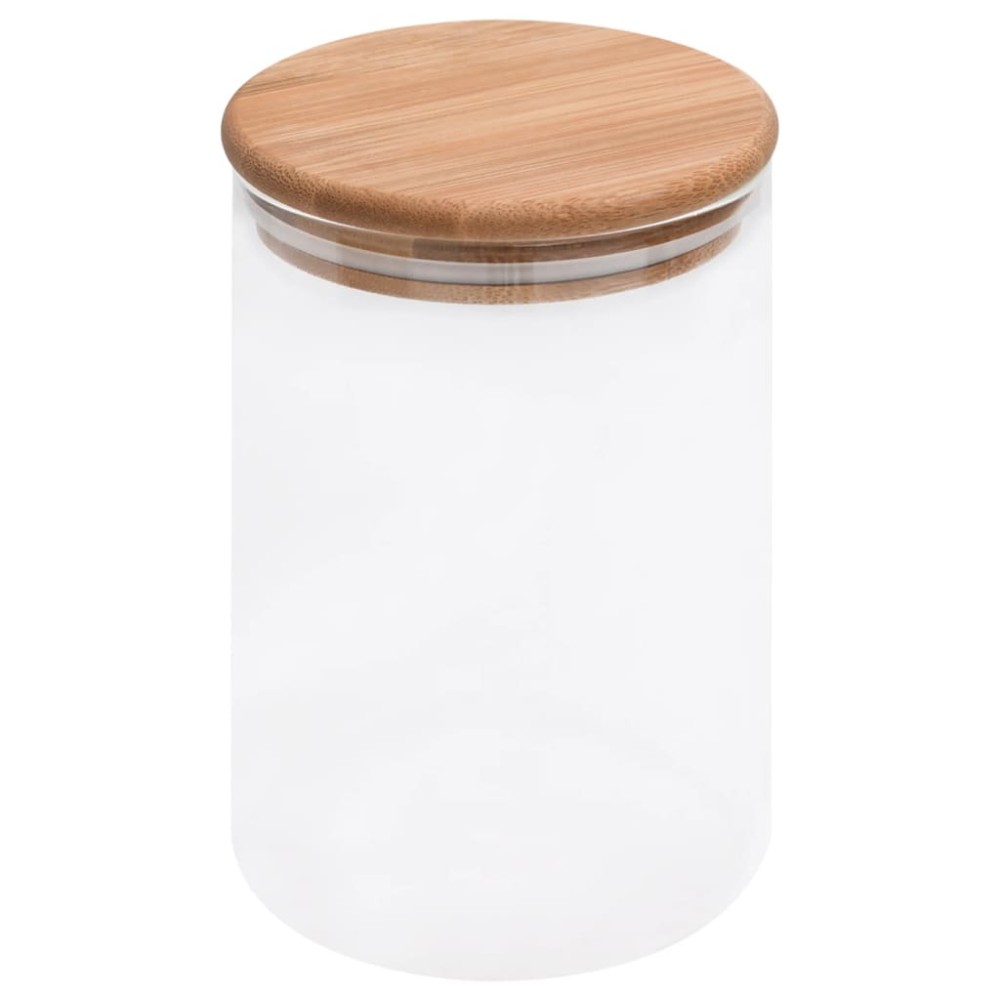 vidaXL Borcane de depozitare din sticlă capac de bambus 4 buc. 800 ml