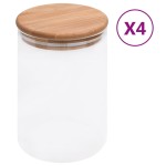 vidaXL Borcane de depozitare din sticlă capac de bambus 4 buc. 800 ml vidaXL Borcane de depozitare din sticlă capac de bambus 4 buc. 800 ml