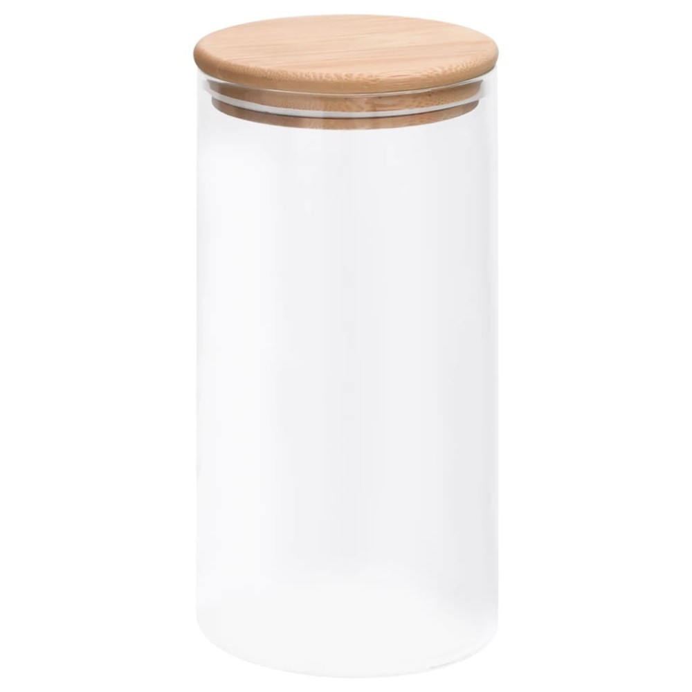 vidaXL Borcane de depozitare din sticlă capac de bambus 4 buc. 1200 ml