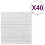 vidaXL Tapet de perete autocolant 3D, 40 buc., alb vidaXL Tapet de perete autocolant 3D, 40 buc., alb
