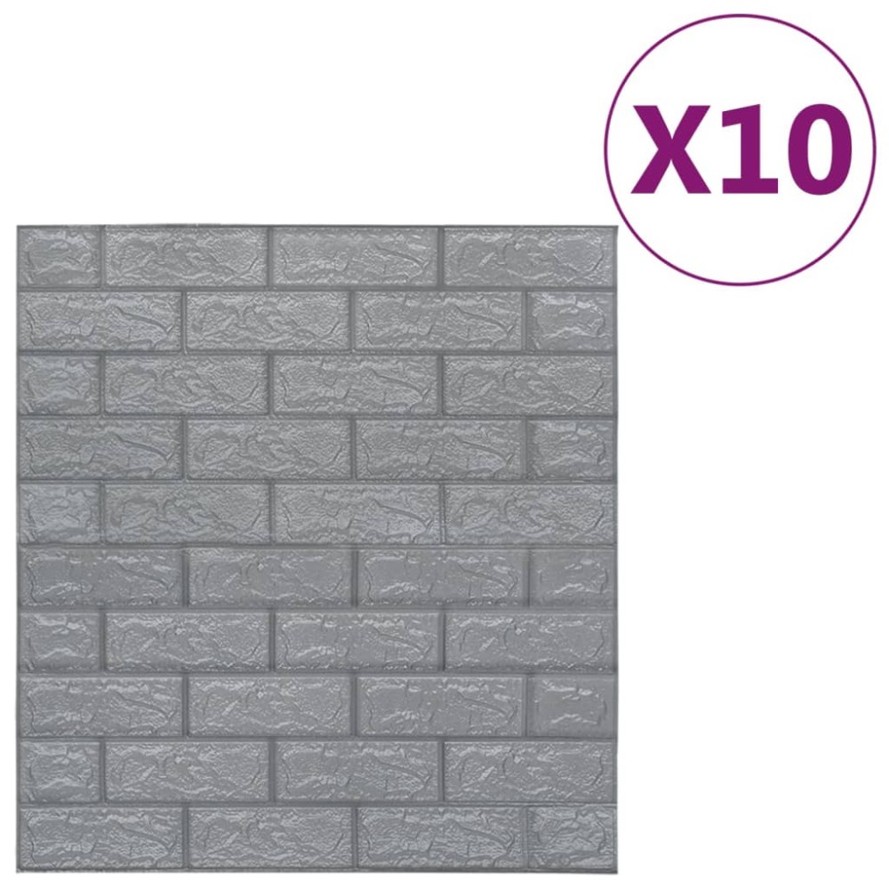 vidaXL Tapet perete autocolant 3D, 10 buc., antracit, model cărămizi