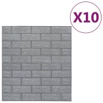 vidaXL Tapet perete autocolant 3D, 10 buc., antracit, model cărămizi vidaXL Tapet perete autocolant 3D, 10 buc., antracit, model cărămizi