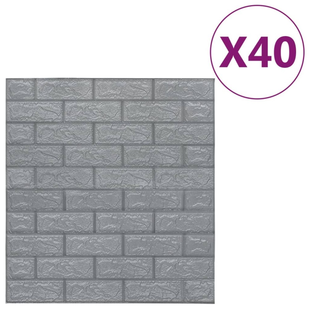 vidaXL Tapet perete autocolant 3D, 40 buc., antracit, model cărămizi