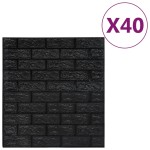 vidaXL Tapet de perete autocolant, model cărămizi 3D, 40 buc., negru vidaXL Tapet de perete autocolant, model cărămizi 3D, 40 buc., negru