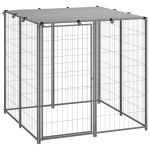 vidaXL Padoc pentru câini, argintiu, 110x110x110 cm, oțel vidaXL Padoc pentru câini, argintiu, 110x110x110 cm, oțel
