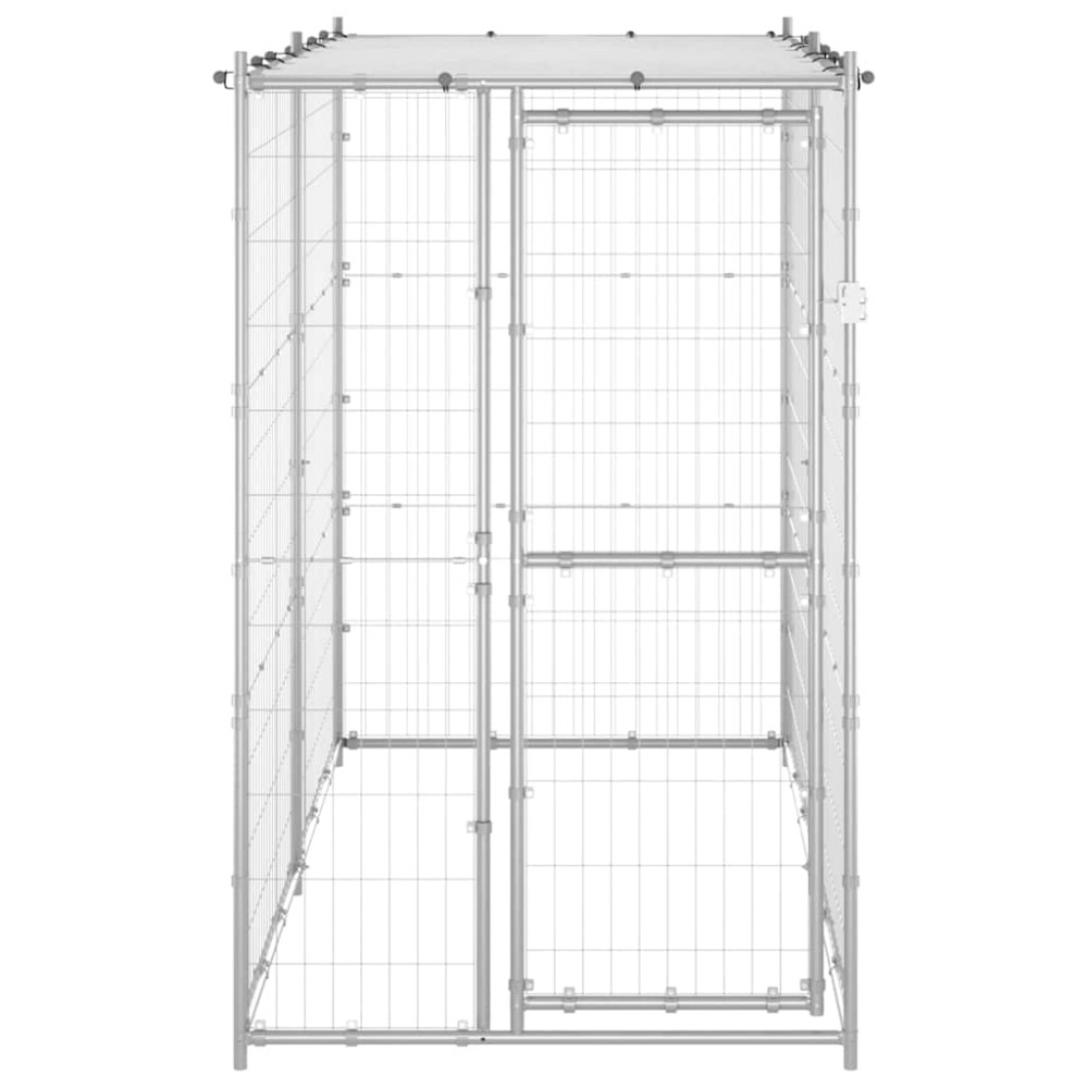 vidaXL Padoc câini de exterior cu acoperiș 110x220x180 cm oțel zincat