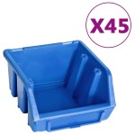 vidaXL Set cutii depozitare, 48 piese, panouri perete, albastru&negru vidaXL Set cutii depozitare, 48 piese, panouri perete, albastru&negru