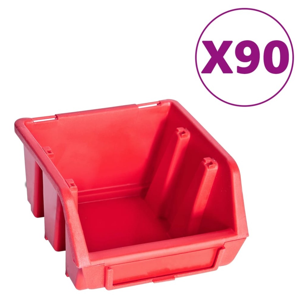 vidaXL Set cutii depozitare 96 piese cu panouri de perete, roșu&negru