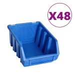 vidaXL Set cutii depozitare 128 piese, panouri perete, albastru&negru vidaXL Set cutii depozitare 128 piese, panouri perete, albastru&negru