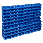 vidaXL Set cutii depozitare 128 piese, panouri perete, albastru&negru vidaXL Set cutii depozitare 128 piese, panouri perete, albastru&negru