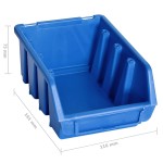 vidaXL Set cutii depozitare 128 piese, panouri perete, albastru&negru vidaXL Set cutii depozitare 128 piese, panouri perete, albastru&negru