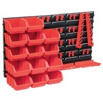 vidaXL Set cutii depozitare 39 piese cu panouri de perete, roșu&negru vidaXL Set cutii depozitare 39 piese cu panouri de perete, roșu&negru